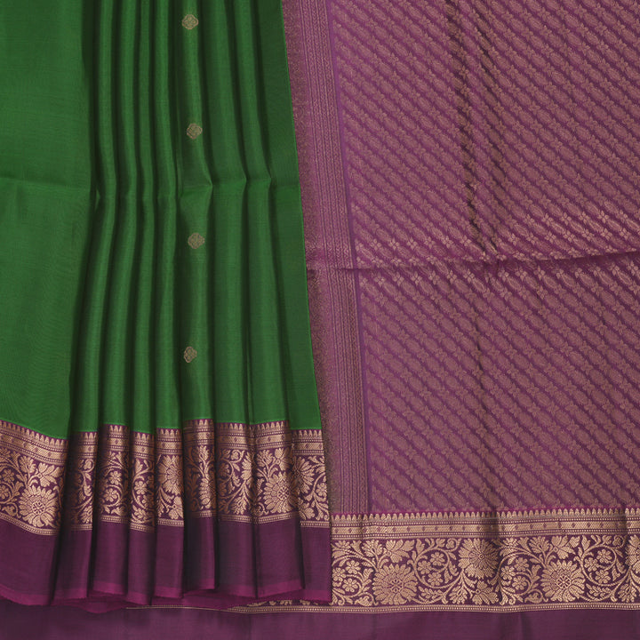 Hayagrivas Leaf Green Handloom Soft Silk Saree KBF996I1-6