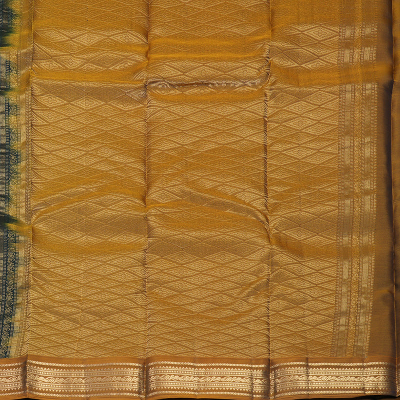 Hayagrivas Handloom Karum Neelam Kanjivaram Silk Saree with Honey Shade Border KBF997I2-2
