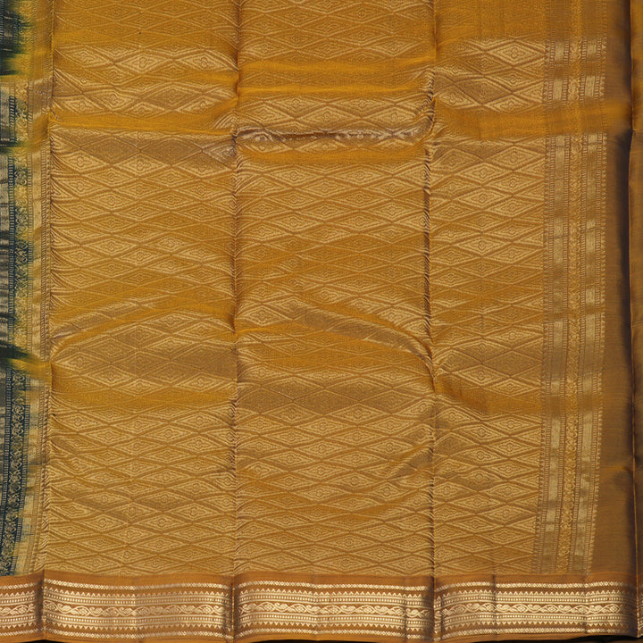 Hayagrivas Handloom Karum Neelam Kanjivaram Silk Saree with Honey Shade Border KBF997I2-2