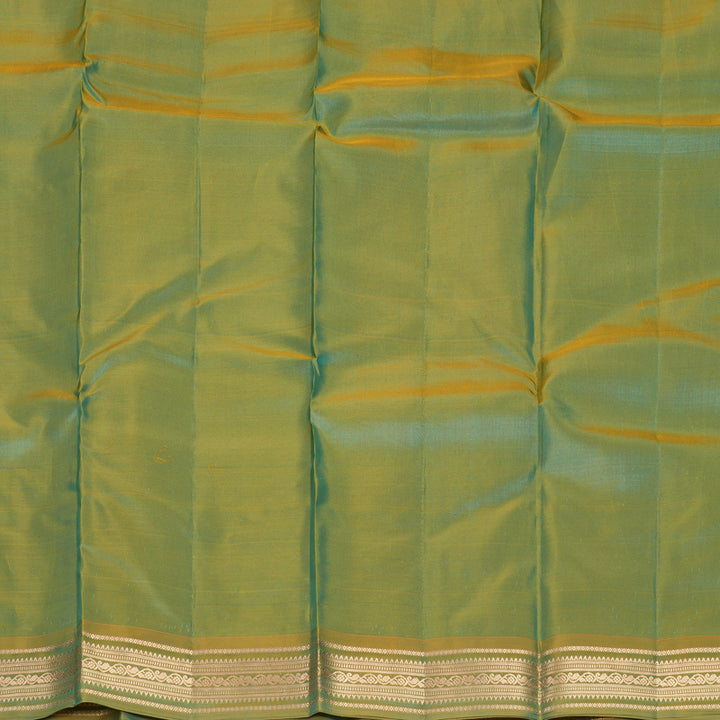 Hayagrivas Handloom Sea Blue Kanjivaram Silk Saree with Sampanga Green Border KBF997I2-5
