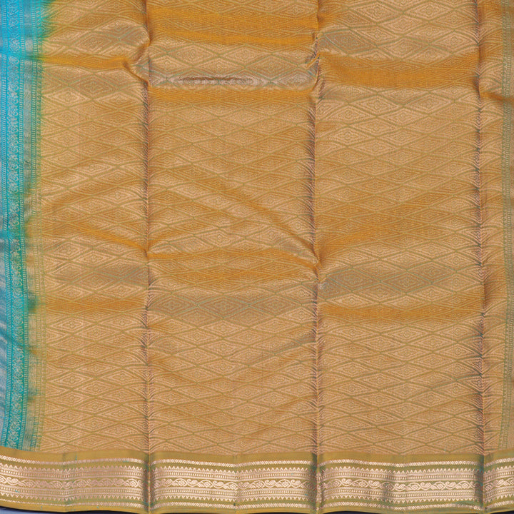 Hayagrivas Handloom Sea Blue Kanjivaram Silk Saree with Sampanga Green Border KBF997I2-5