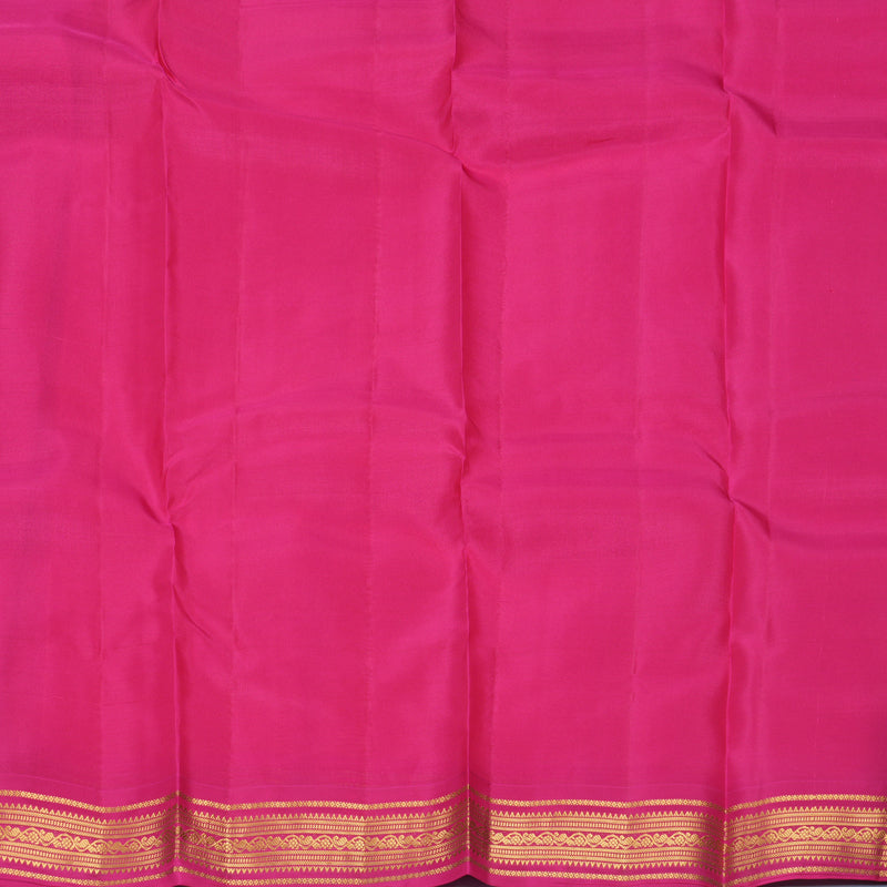 Hayagrivas Handloom Sunset Orange Kanjivaram Silk Saree with Rani Pink Border KBF997I2-6