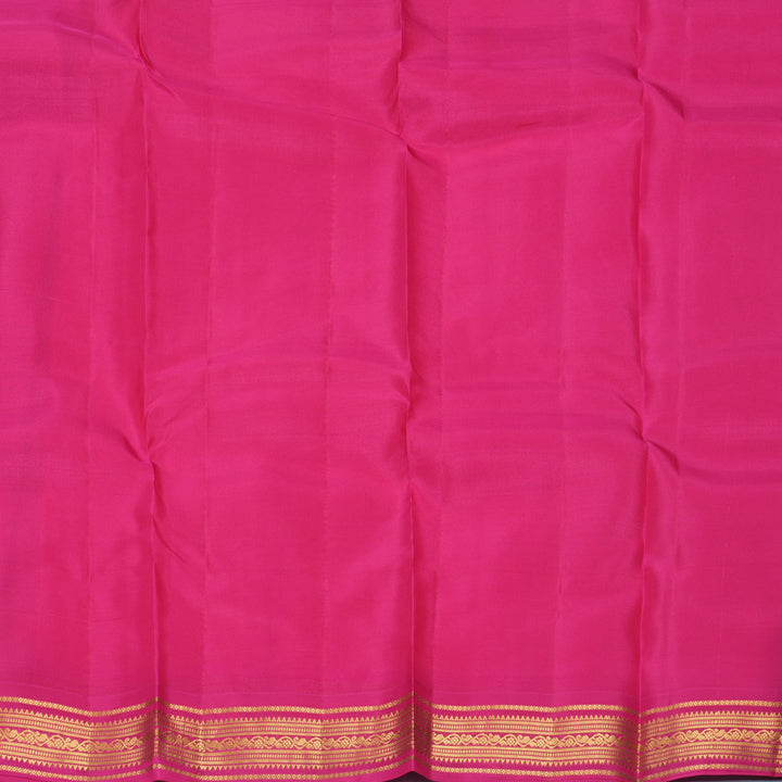 Hayagrivas Handloom Sunset Orange Kanjivaram Silk Saree with Rani Pink Border KBF997I2-6