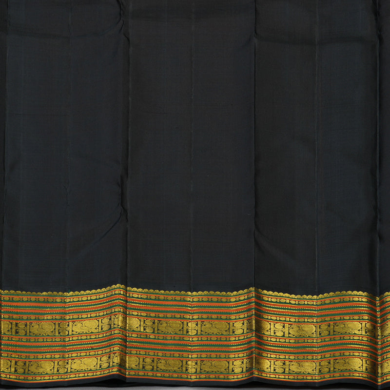 Hayagrivas Handloom Mambazham Orange Kanjivaram Silk Saree with Black Border KBF99D3-1