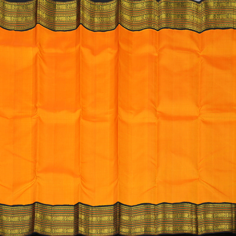 Hayagrivas Handloom Mambazham Orange Kanjivaram Silk Saree with Black Border KBF99D3-1