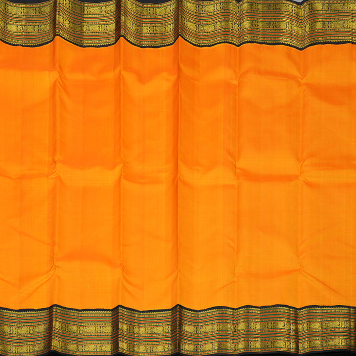 Hayagrivas Handloom Mambazham Orange Kanjivaram Silk Saree with Black Border KBF99D3-1