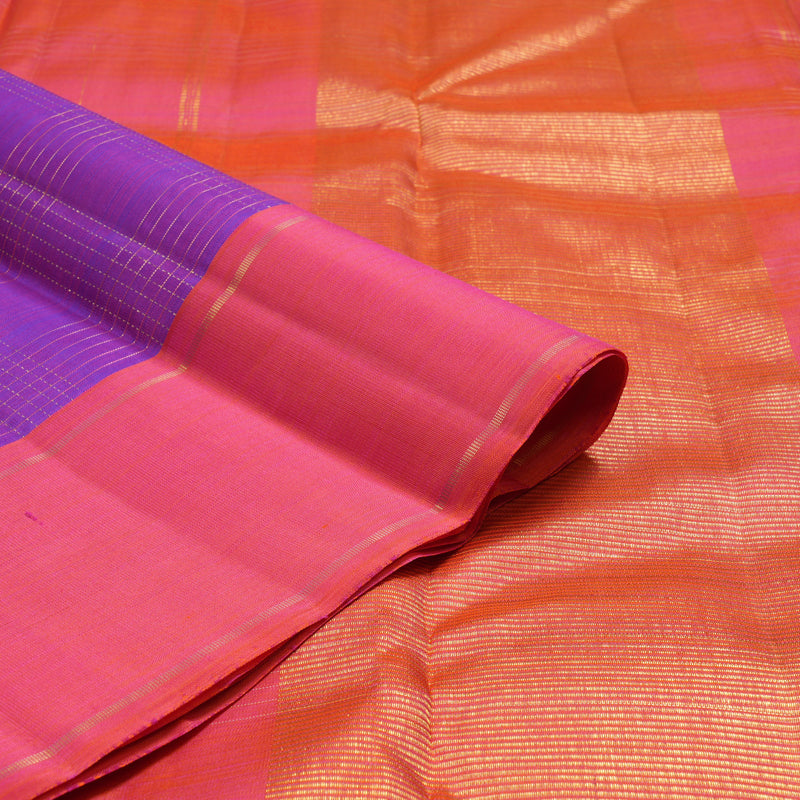 Hayagrivas Handloom Purple Kanjivaram Silk Saree with Pink Border KBF9D3-1