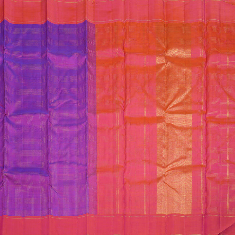 Hayagrivas Handloom Purple Kanjivaram Silk Saree with Pink Border KBF9D3-1