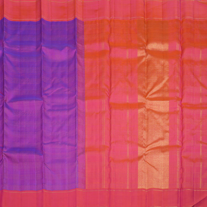 Hayagrivas Handloom Purple Kanjivaram Silk Saree with Pink Border KBF9D3-1