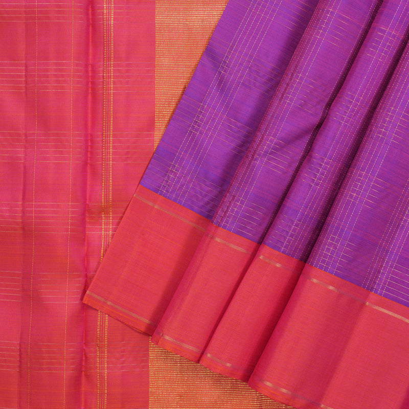 Hayagrivas Handloom Purple Kanjivaram Silk Saree with Pink Border KBF9D3-1