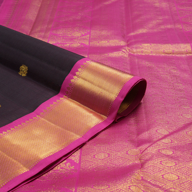 Hayagrivas Handloom Nagapazham Kanjivaram Silk Saree with Rani Pink Border KBF9D8-1
