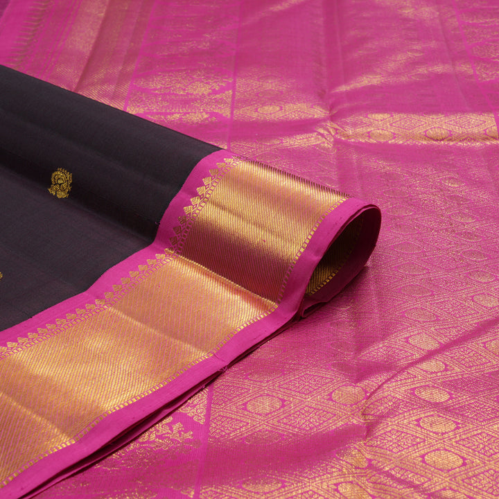 Hayagrivas Handloom Nagapazham Kanjivaram Silk Saree with Rani Pink Border KBF9D8-1