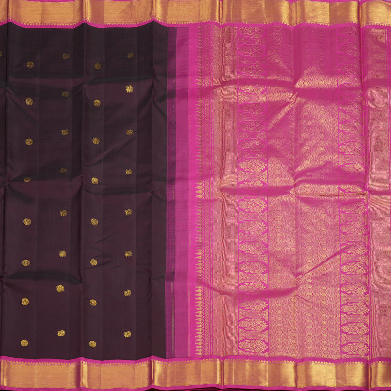 Hayagrivas Handloom Nagapazham Kanjivaram Silk Saree with Rani Pink Border KBF9D8-1