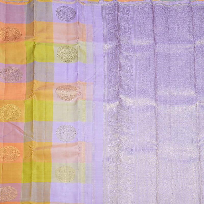 Hayagrivas Handloom Pastel Checks Kanjivaram Silk Saree KBFL151F1-1-SBS