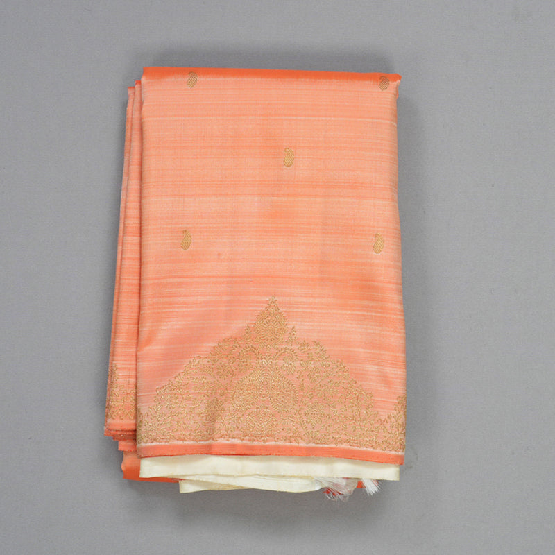 Hayagrivas Handloom Peach Orange Kanjivaram Silk Saree KBFL153F1-1-SBS