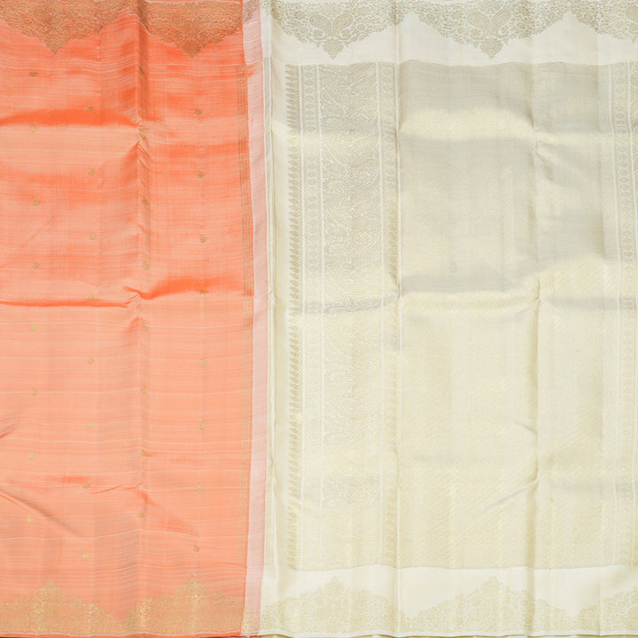 Hayagrivas Handloom Peach Orange Kanjivaram Silk Saree KBFL153F1-1-SBS