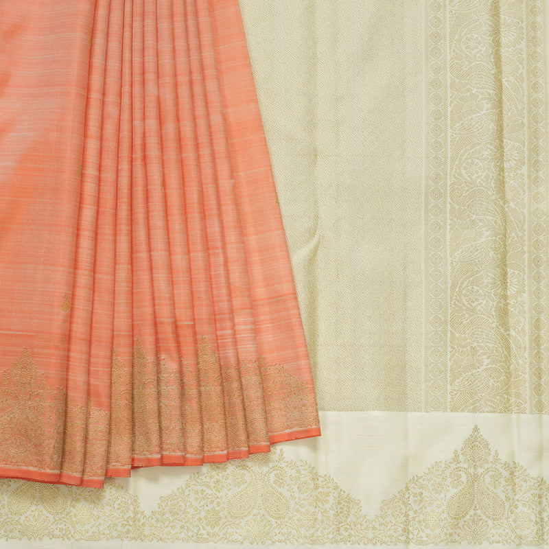 Hayagrivas Handloom Peach Orange Kanjivaram Silk Saree KBFL153F1-1-SBS