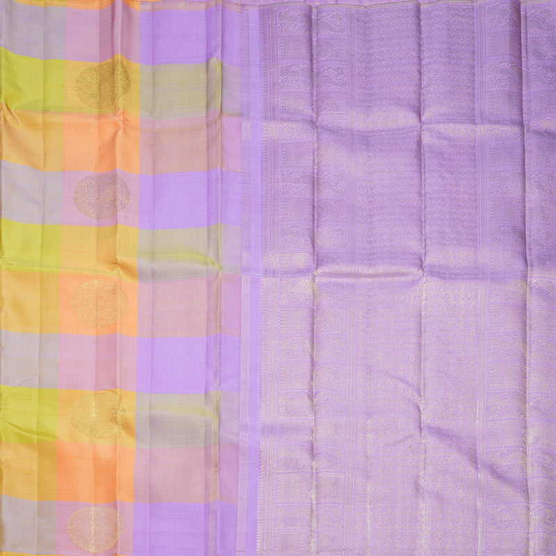 Hayagrivas Handloom Pastel Checks Kanjivaram Silk Saree KBFL163F1-1