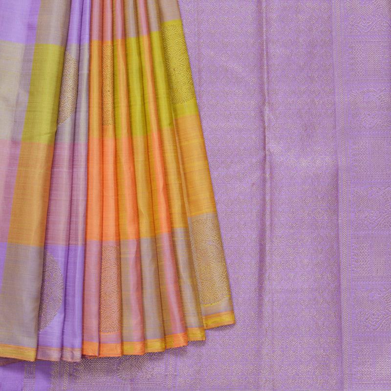 Hayagrivas Handloom Pastel Checks Kanjivaram Silk Saree KBFL163F1-1