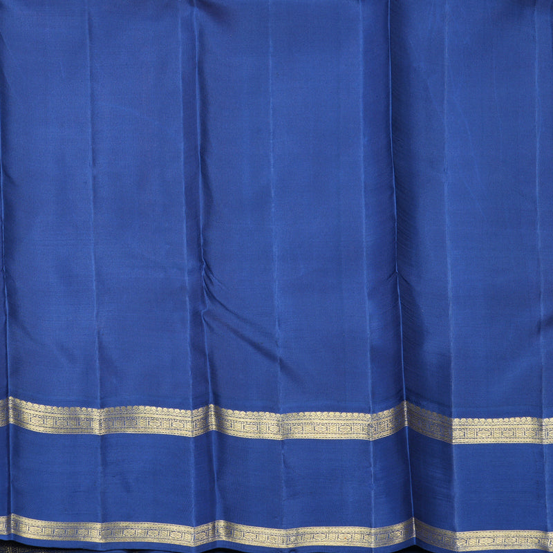Hayagrivas Handloom Peach Pink Kanjivaram Silk Saree with Cobalt Blue Border KBFL166F1-1