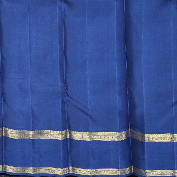 Hayagrivas Handloom Peach Pink Kanjivaram Silk Saree with Cobalt Blue Border KBFL166F1-1