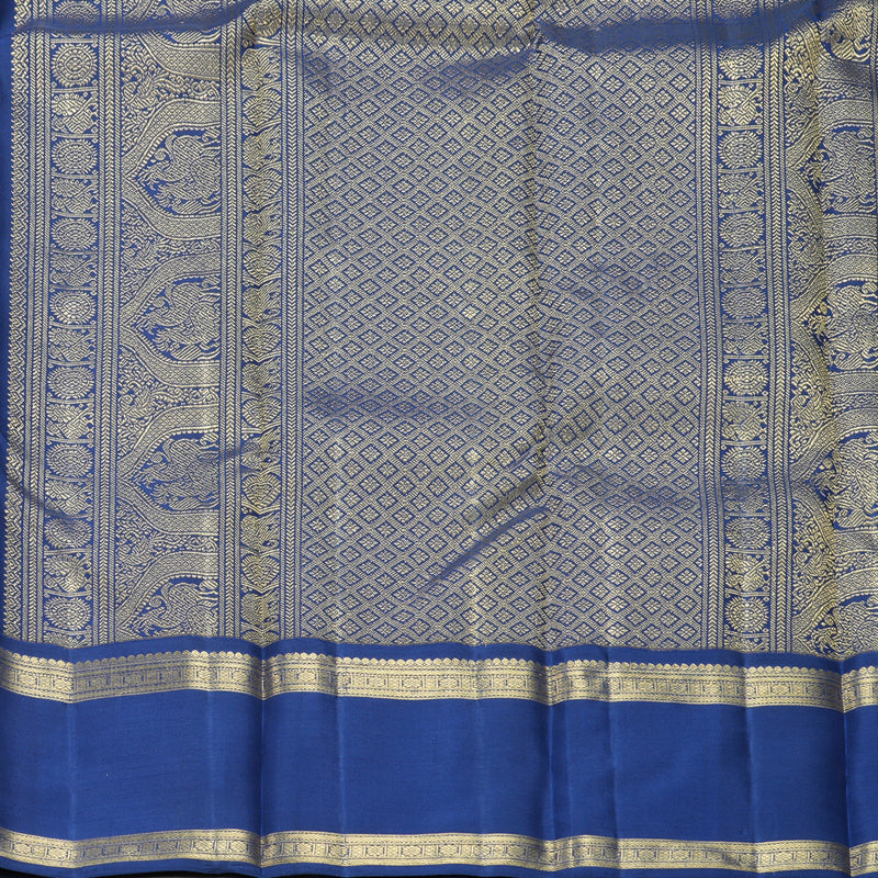 Hayagrivas Handloom Peach Pink Kanjivaram Silk Saree with Cobalt Blue Border KBFL166F1-1