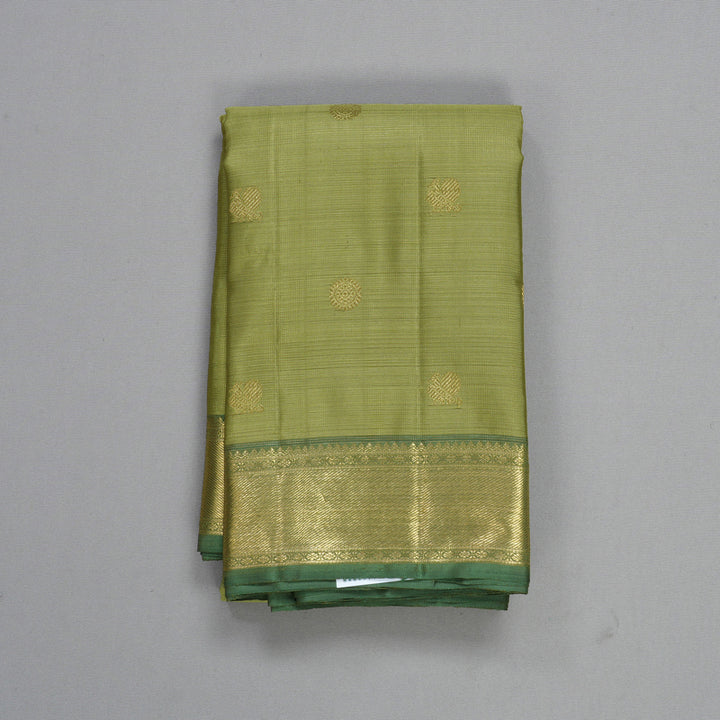 Hayagrivas Handloom Elaichi Green Kanjivaram Silk Saree with Sage Green Border KBFL168F1-1