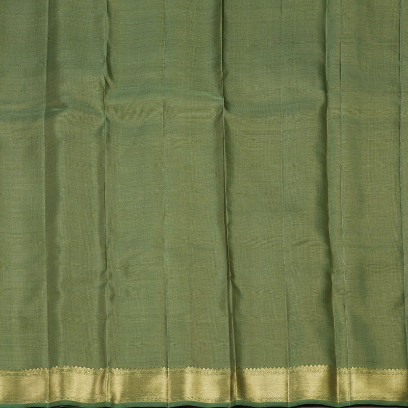 Hayagrivas Handloom Elaichi Green Kanjivaram Silk Saree with Sage Green Border KBFL168F1-1
