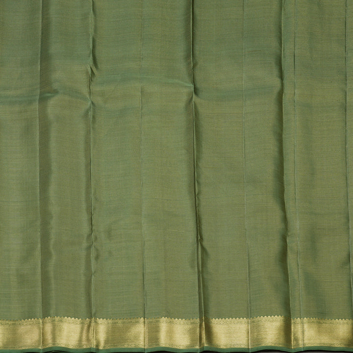 Hayagrivas Handloom Elaichi Green Kanjivaram Silk Saree with Sage Green Border KBFL168F1-1