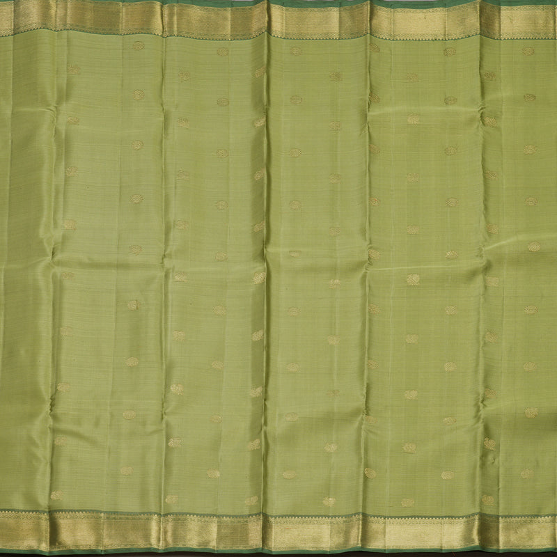 Hayagrivas Handloom Elaichi Green Kanjivaram Silk Saree with Sage Green Border KBFL168F1-1