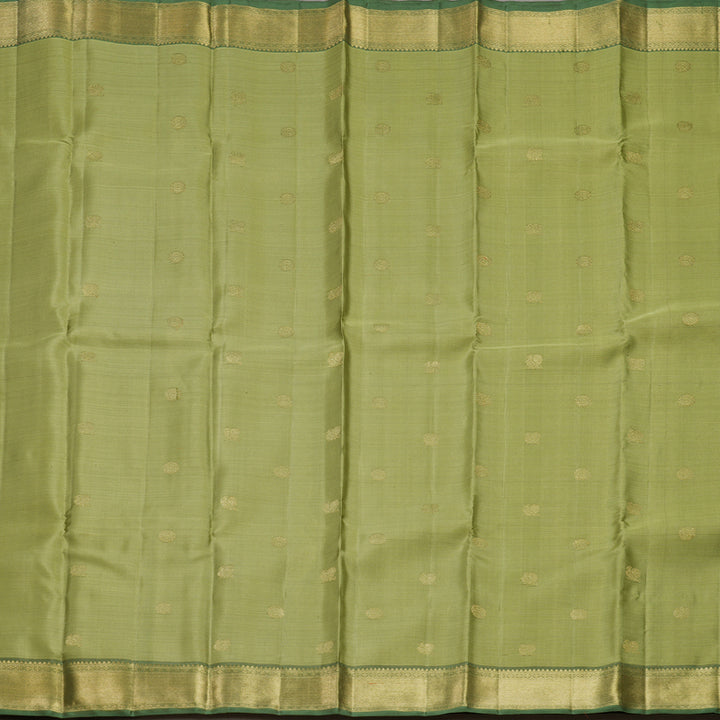 Hayagrivas Handloom Elaichi Green Kanjivaram Silk Saree with Sage Green Border KBFL168F1-1