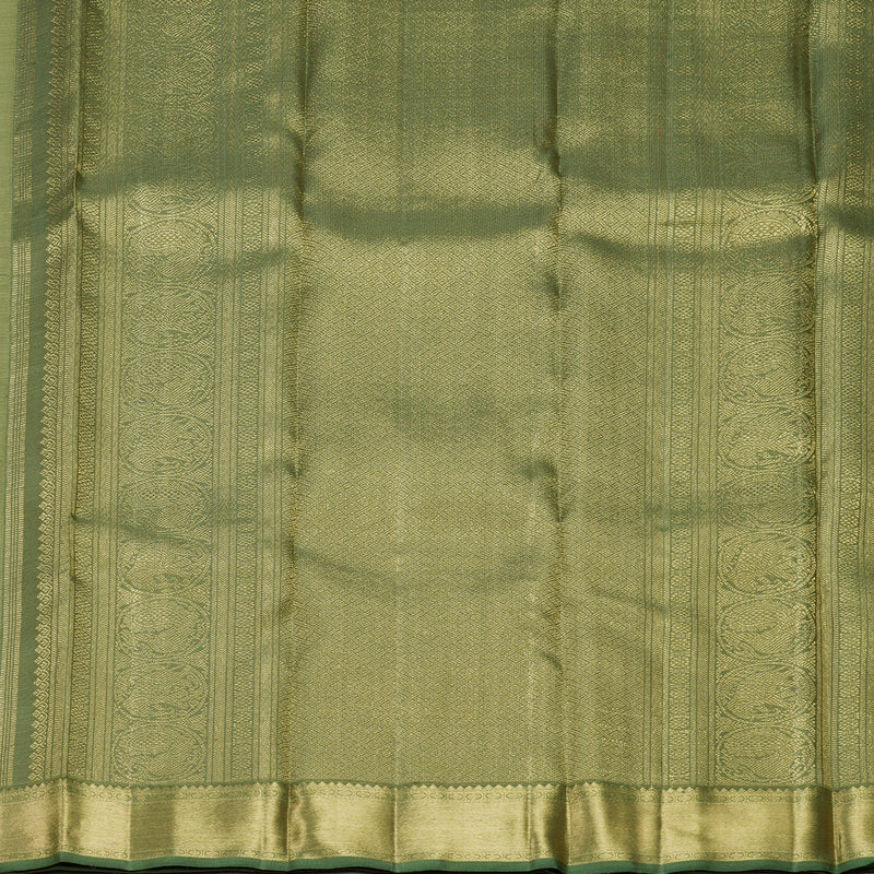 Hayagrivas Handloom Elaichi Green Kanjivaram Silk Saree with Sage Green Border KBFL168F1-1