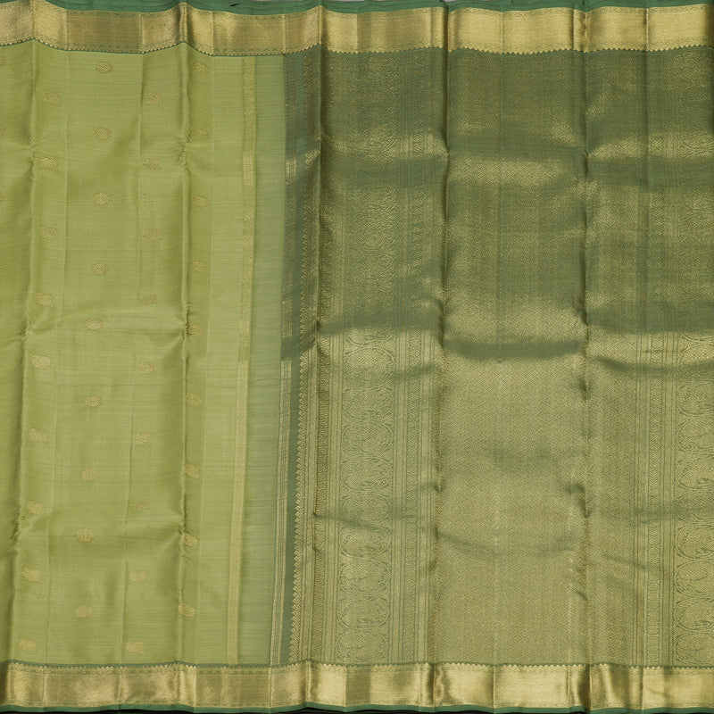 Hayagrivas Handloom Elaichi Green Kanjivaram Silk Saree with Sage Green Border KBFL168F1-1