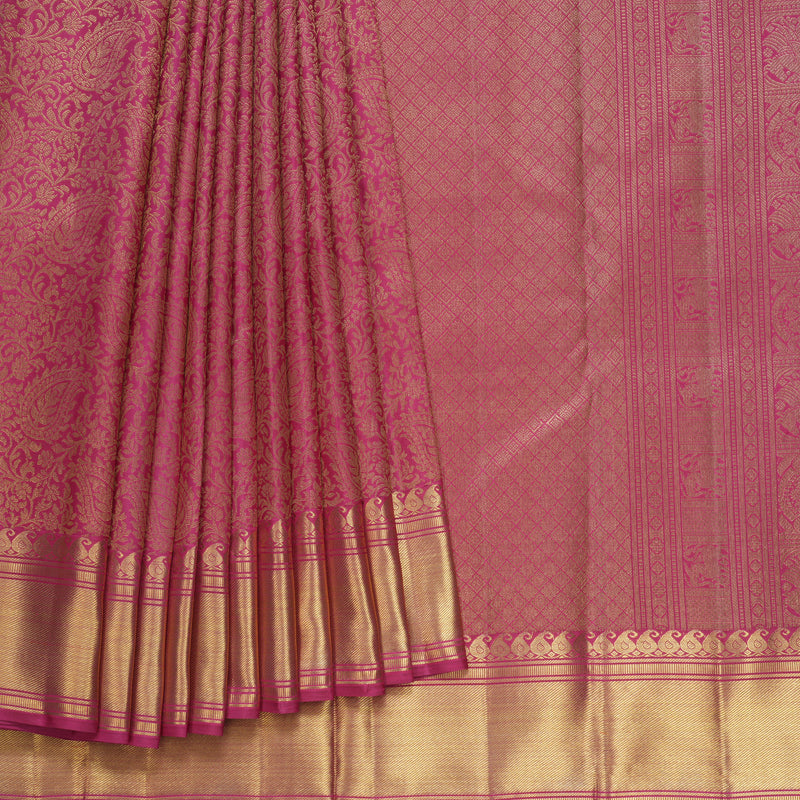 Hayagrivas Handloom Pink Kanjivaram Silk Saree KBFL169F1-1