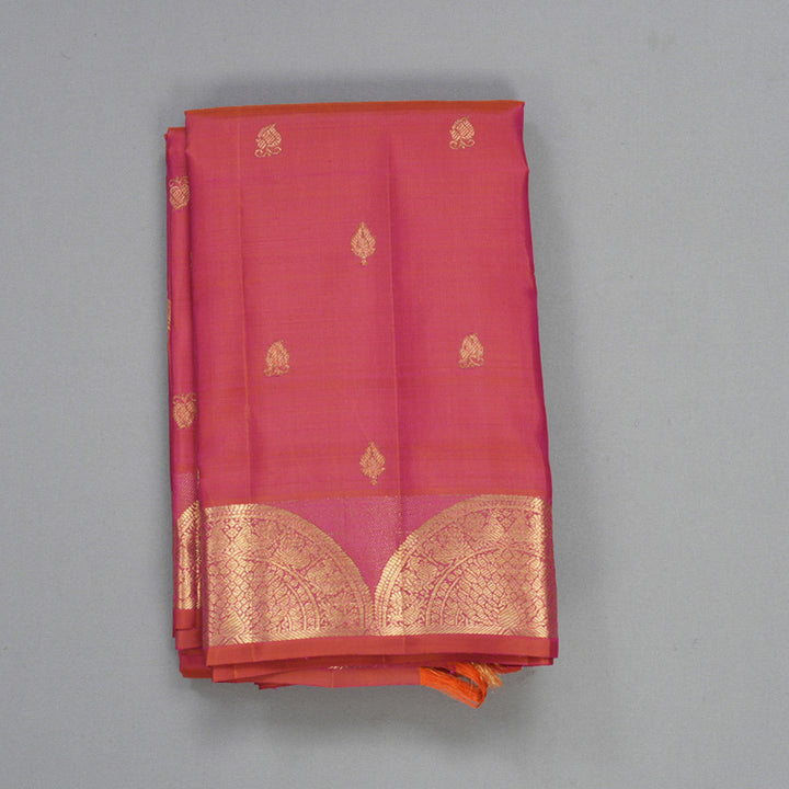 Hayagrivas Handloom Orangish-Pink Kanjivaram Silk Saree KBFL170F1-1