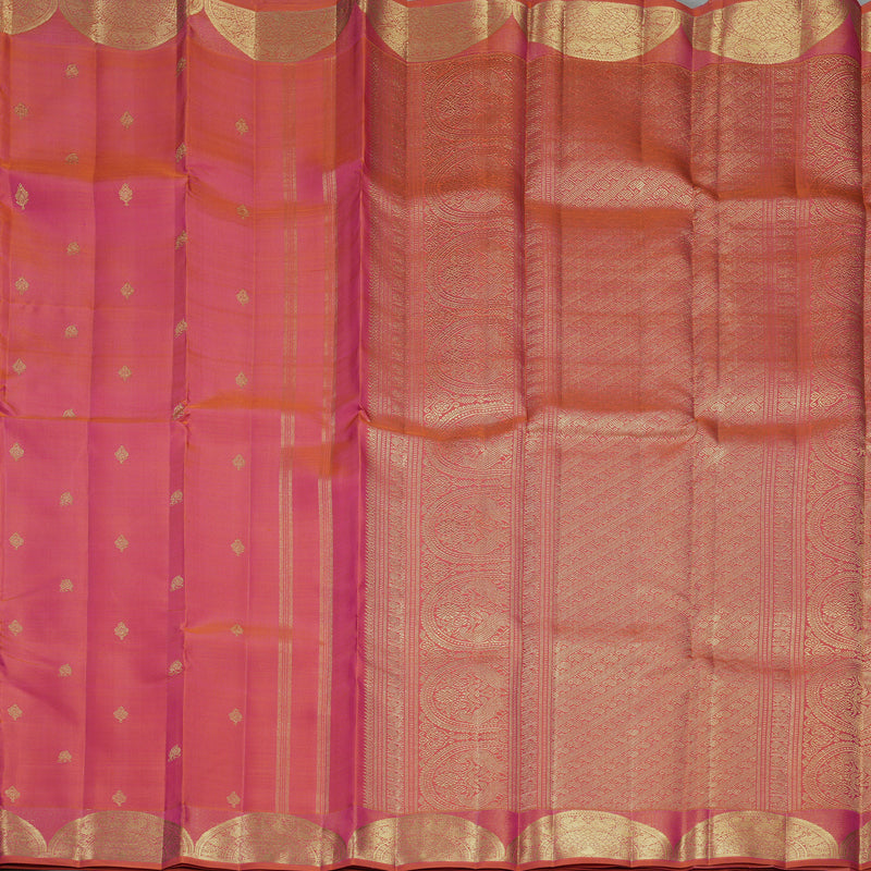 Hayagrivas Handloom Orangish-Pink Kanjivaram Silk Saree KBFL170F1-1