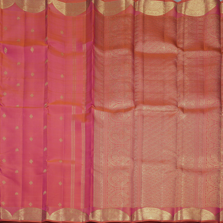 Hayagrivas Handloom Orangish-Pink Kanjivaram Silk Saree KBFL170F1-1