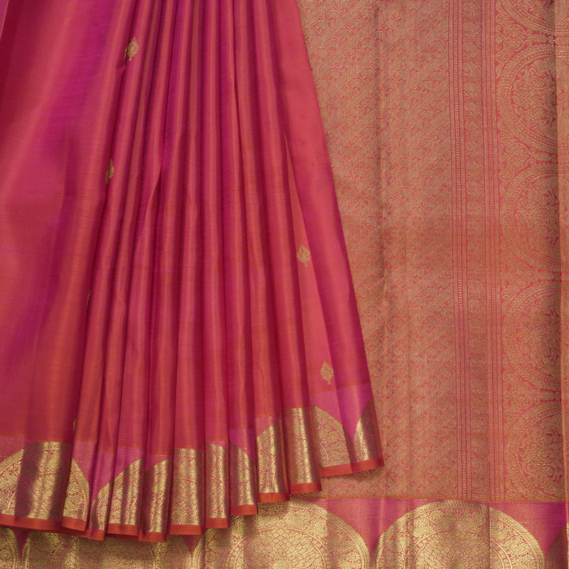 Hayagrivas Handloom Orangish-Pink Kanjivaram Silk Saree KBFL170F1-1