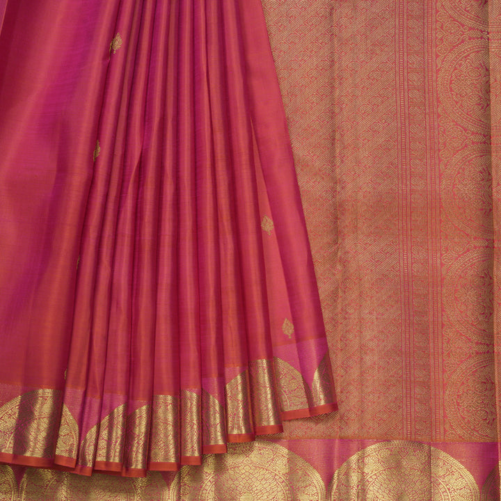 Hayagrivas Handloom Orangish-Pink Kanjivaram Silk Saree KBFL170F1-1
