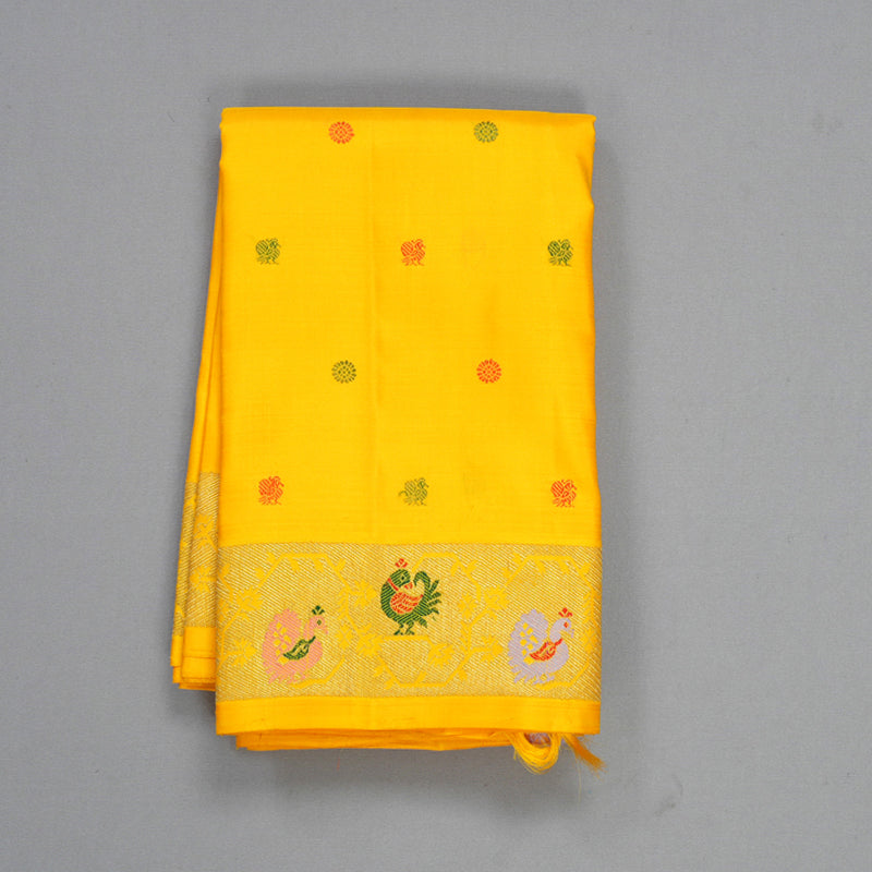 Hayagrivas Handloom Lemon Yellow Kanjivaram Silk Saree KBFL172F1-1-SBS
