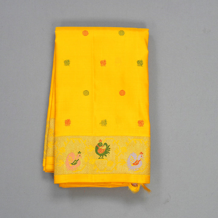 Hayagrivas Handloom Lemon Yellow Kanjivaram Silk Saree KBFL172F1-1-SBS