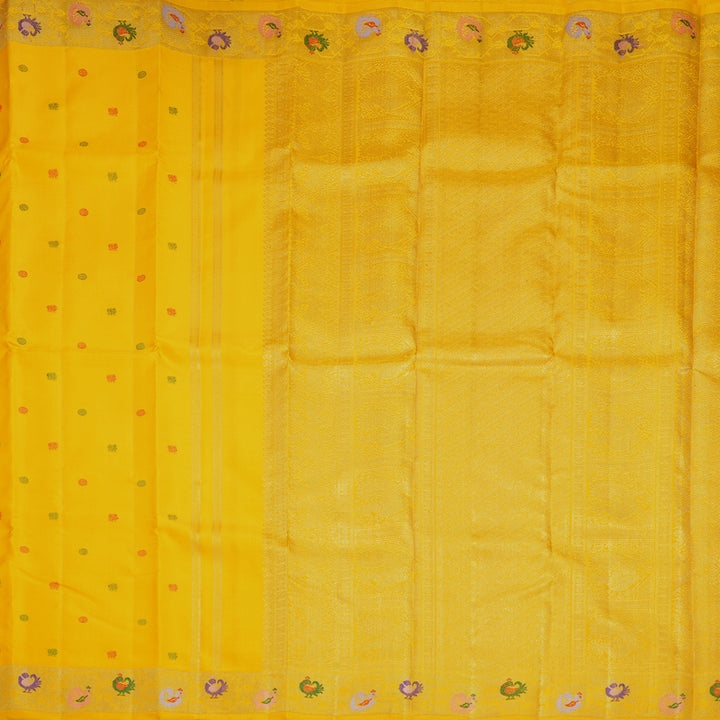 Hayagrivas Handloom Lemon Yellow Kanjivaram Silk Saree KBFL172F1-1-SBS