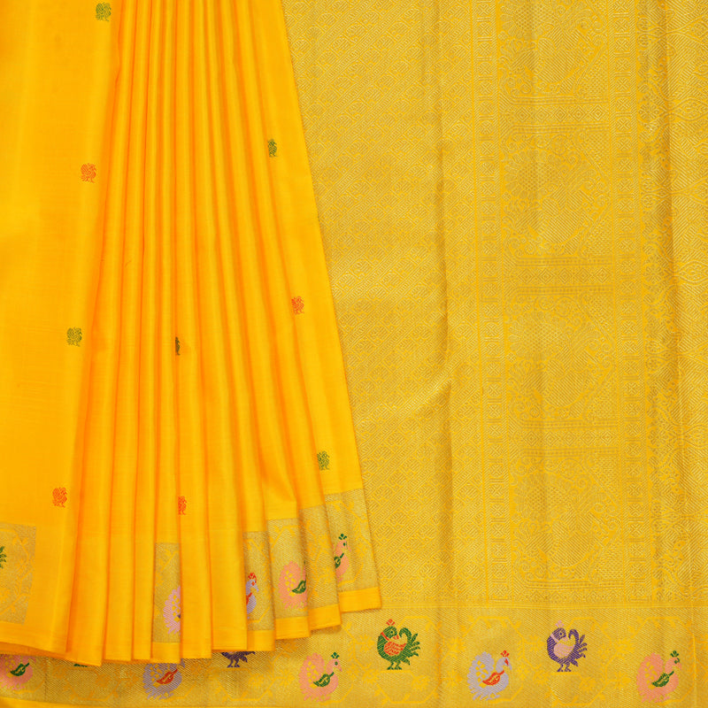 Hayagrivas Handloom Lemon Yellow Kanjivaram Silk Saree KBFL172F1-1-SBS