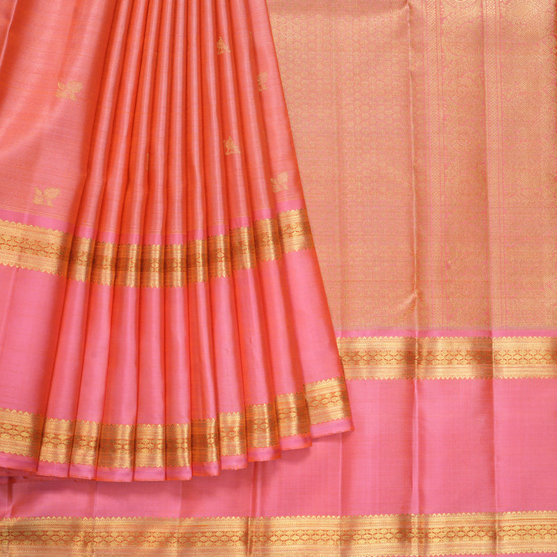 Hayagrivas Handloom Rose Pink Kanjivaram Silk Saree KBFL185F1-1