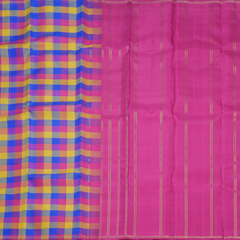 Hayagrivas Handloom Multicolour Checks Kanjivaram Silk Saree KBFL187F1-1