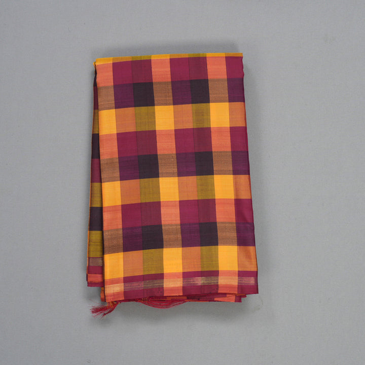 Hayagrivas Handloom Multicolour Checks Kanjivaram Silk Saree KBFL188F1-1