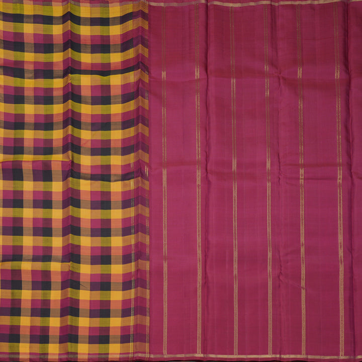 Hayagrivas Handloom Multicolour Checks Kanjivaram Silk Saree KBFL188F1-1