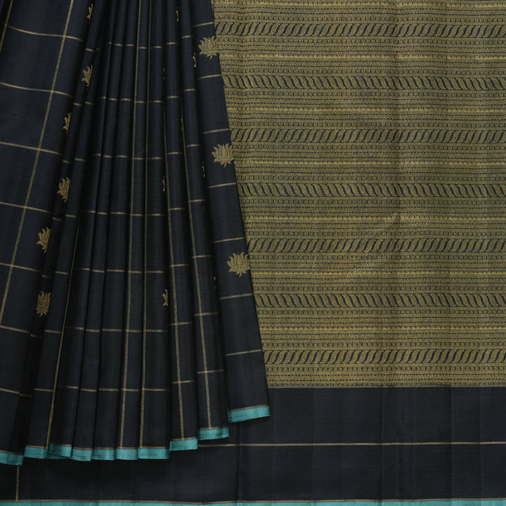 Hayagrivas Handloom Black Kanjivaram Silk Saree KBFL212G1-1-SBS-BF212-SBS-BF212