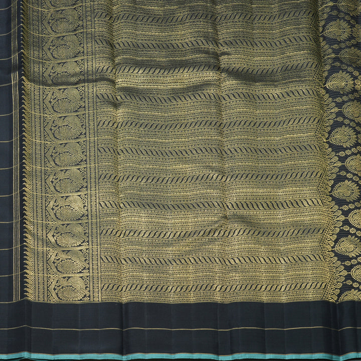 Hayagrivas Handloom Black Kanjivaram Silk Saree KBFL189F1-1