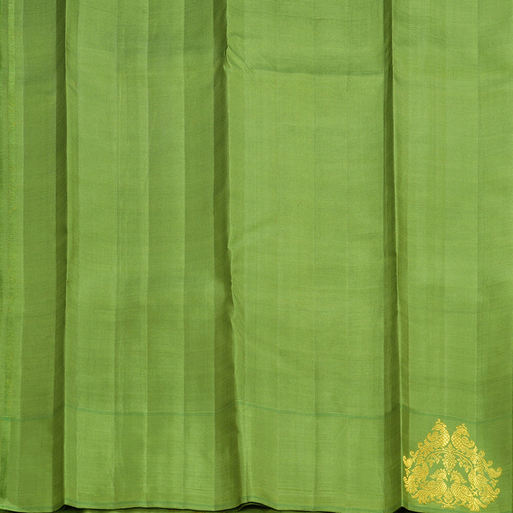 Hayagrivas Handloom Pastel Green Kanjivaram Silk Saree with Leaf Green Border KBFL191F1-1